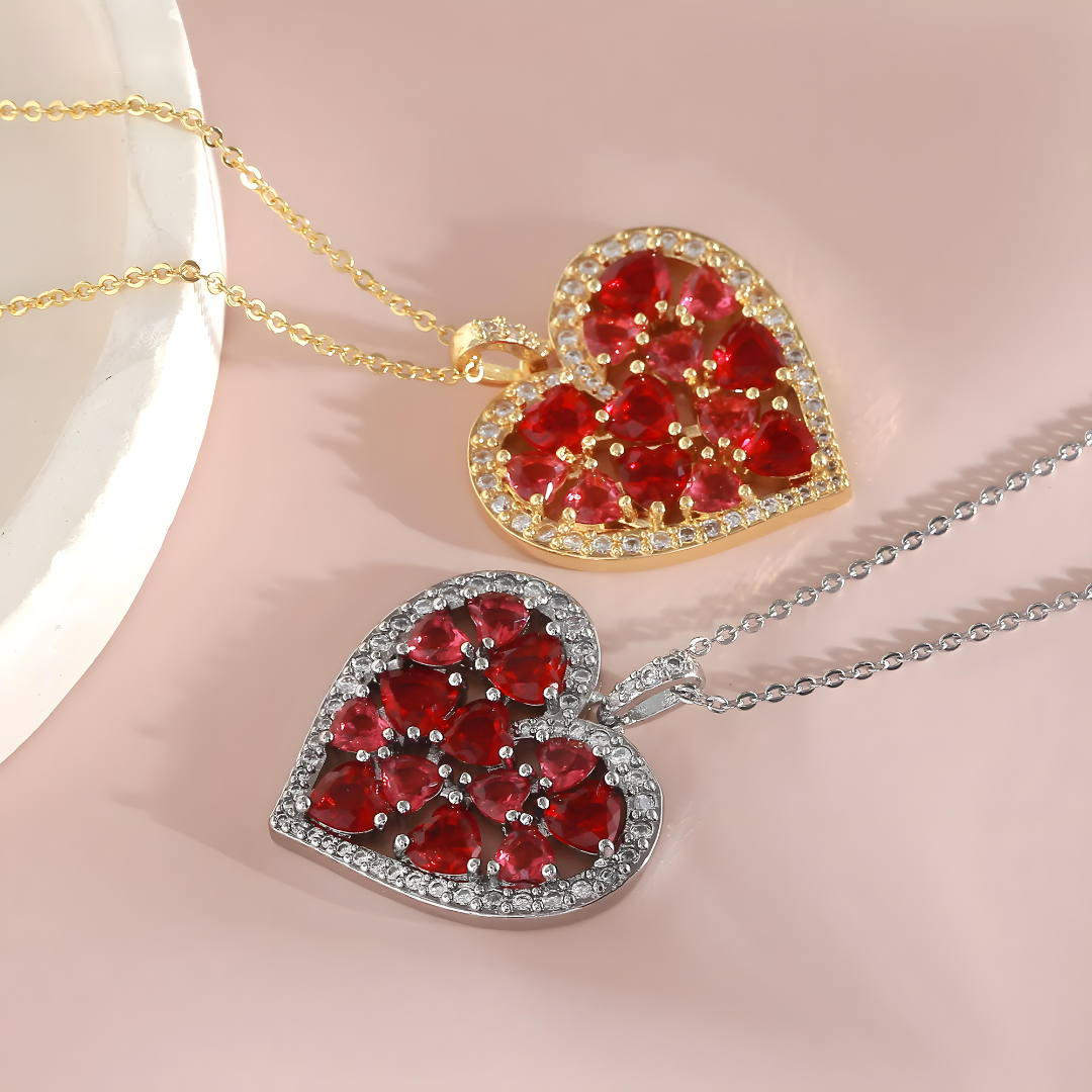 Blossoming Hearts Pendant Necklace