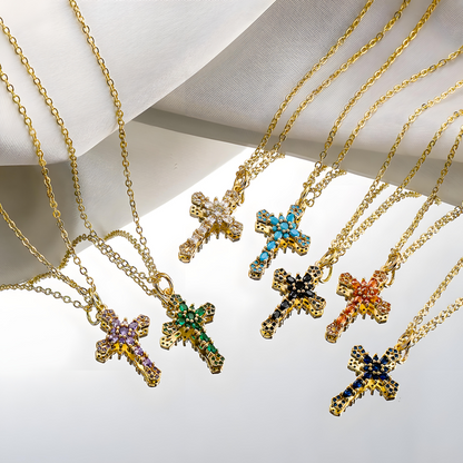 All-Over Crystal Cross Necklace