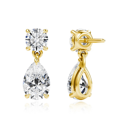 Genuine Moissanite Teardrop Earrings | 18K Gold Plated Sterling Silver