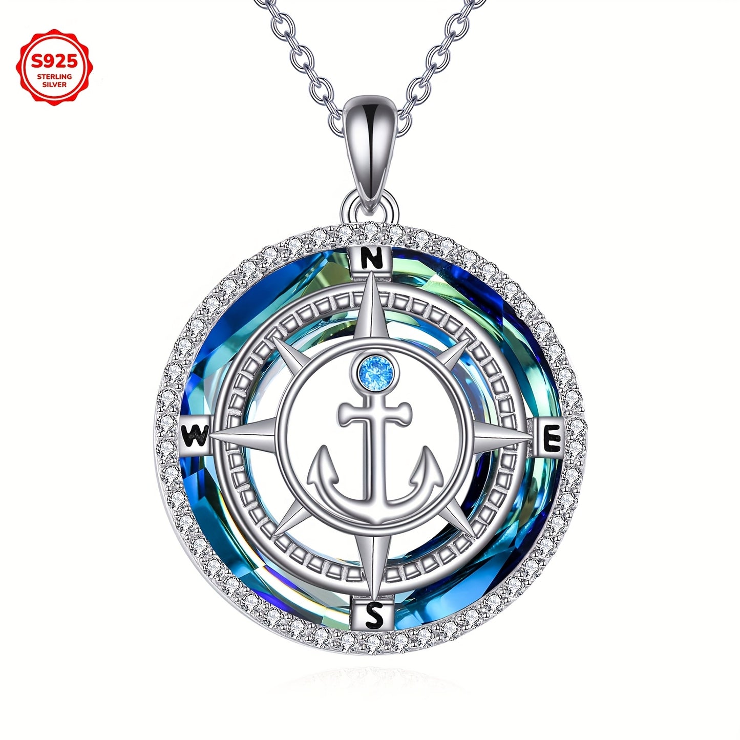 Nautical Navigator Compass Necklace | 925 Sterling Silver
