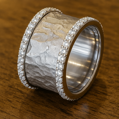 Isabella Hammered Pavé Ring