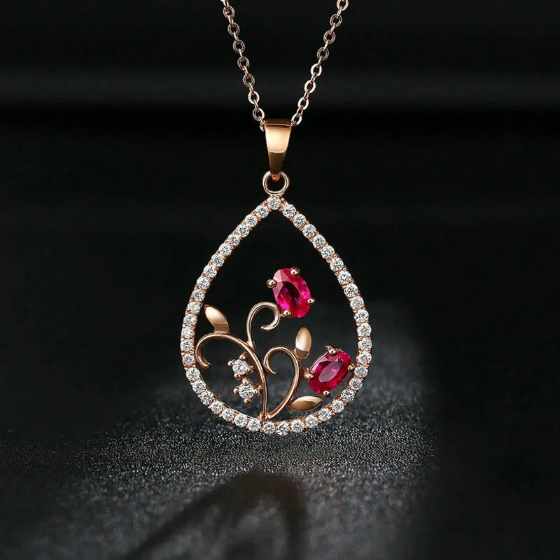 Blooming Hearts Teardrop Necklace