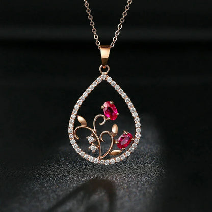 Blooming Hearts Teardrop Necklace