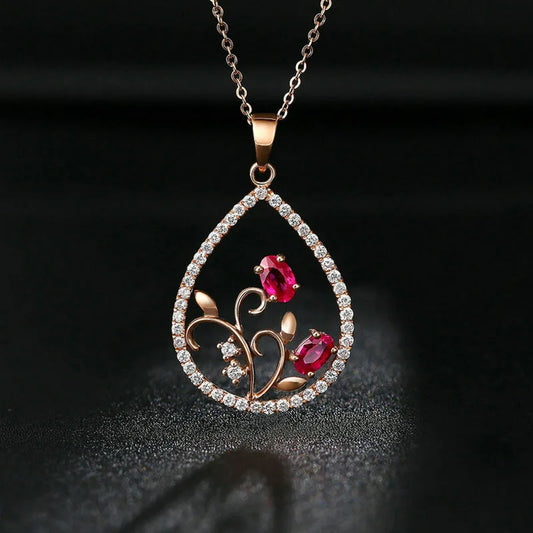 Blooming Hearts Teardrop Necklace