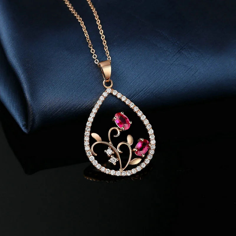 Blooming Hearts Teardrop Necklace