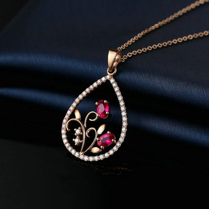 Blooming Hearts Teardrop Necklace