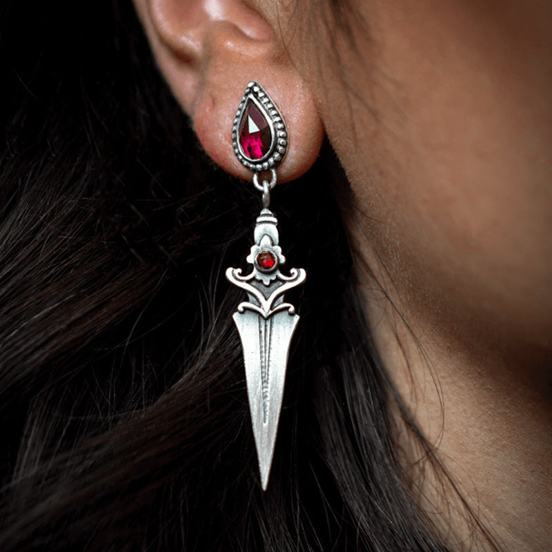 The Crimson Vow Dagger Earrings