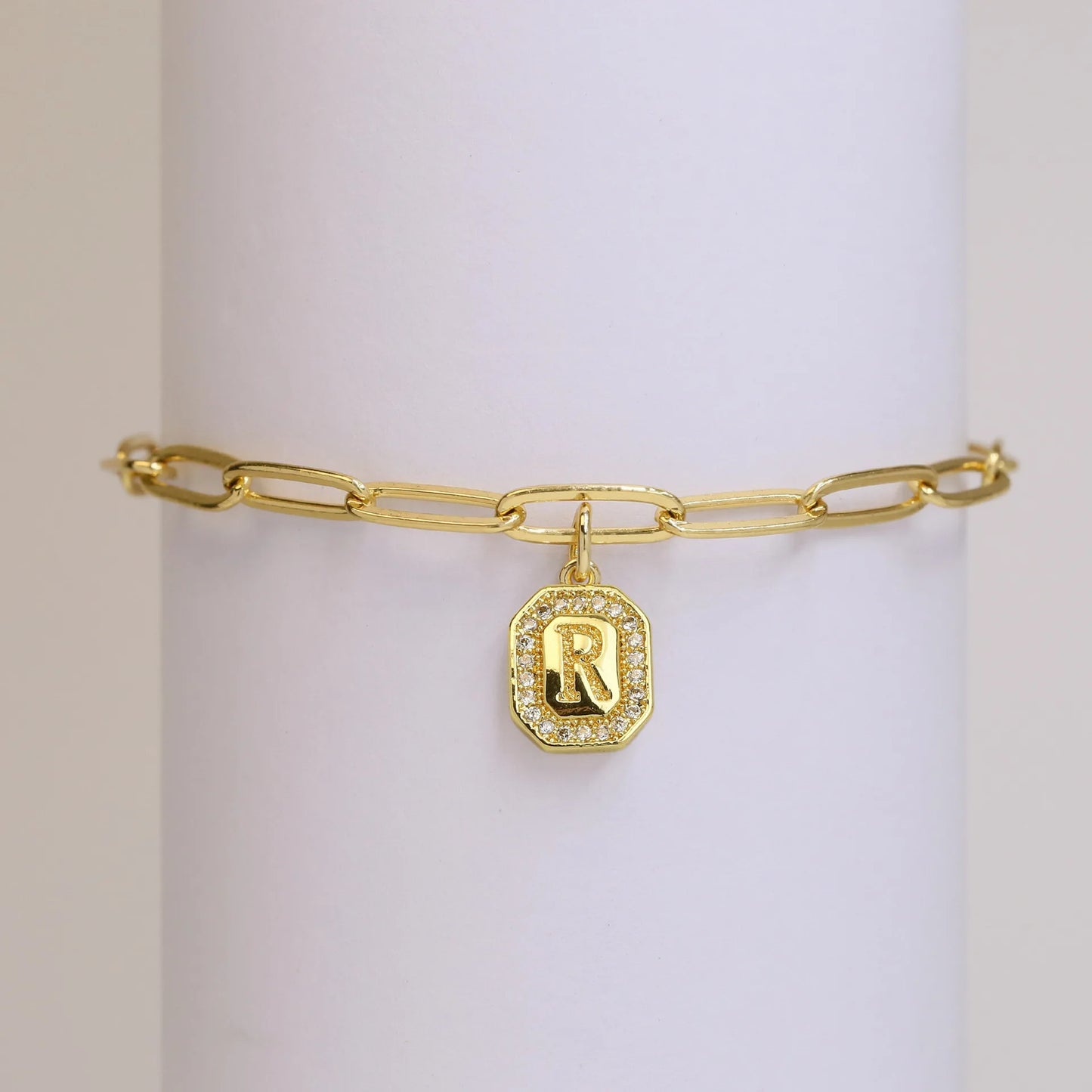 Initial Story Sparkling Paperclip Bracelet