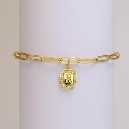 Initial Story Sparkling Paperclip Bracelet