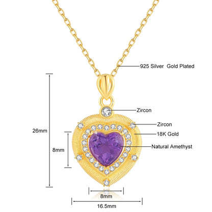 Serenity Heart Amethyst Necklace - Natural Stress Relief