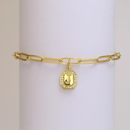 Initial Story Sparkling Paperclip Bracelet