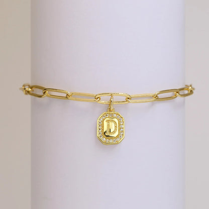 Initial Story Sparkling Paperclip Bracelet