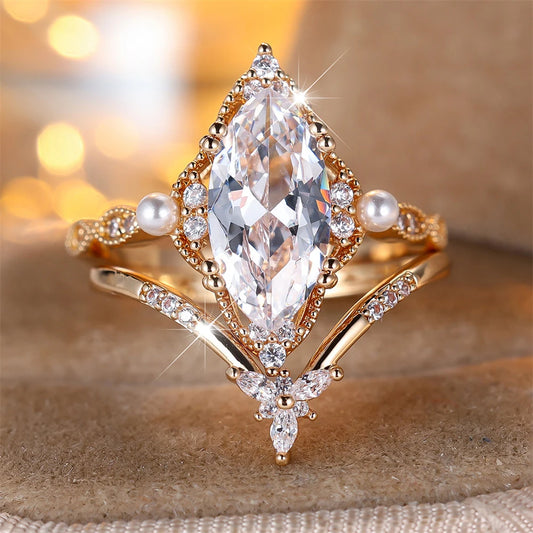 Heirloom Marquise & Pearl Bridal Set