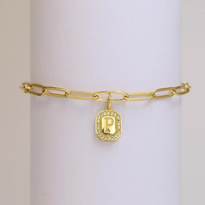 Initial Story Sparkling Paperclip Bracelet