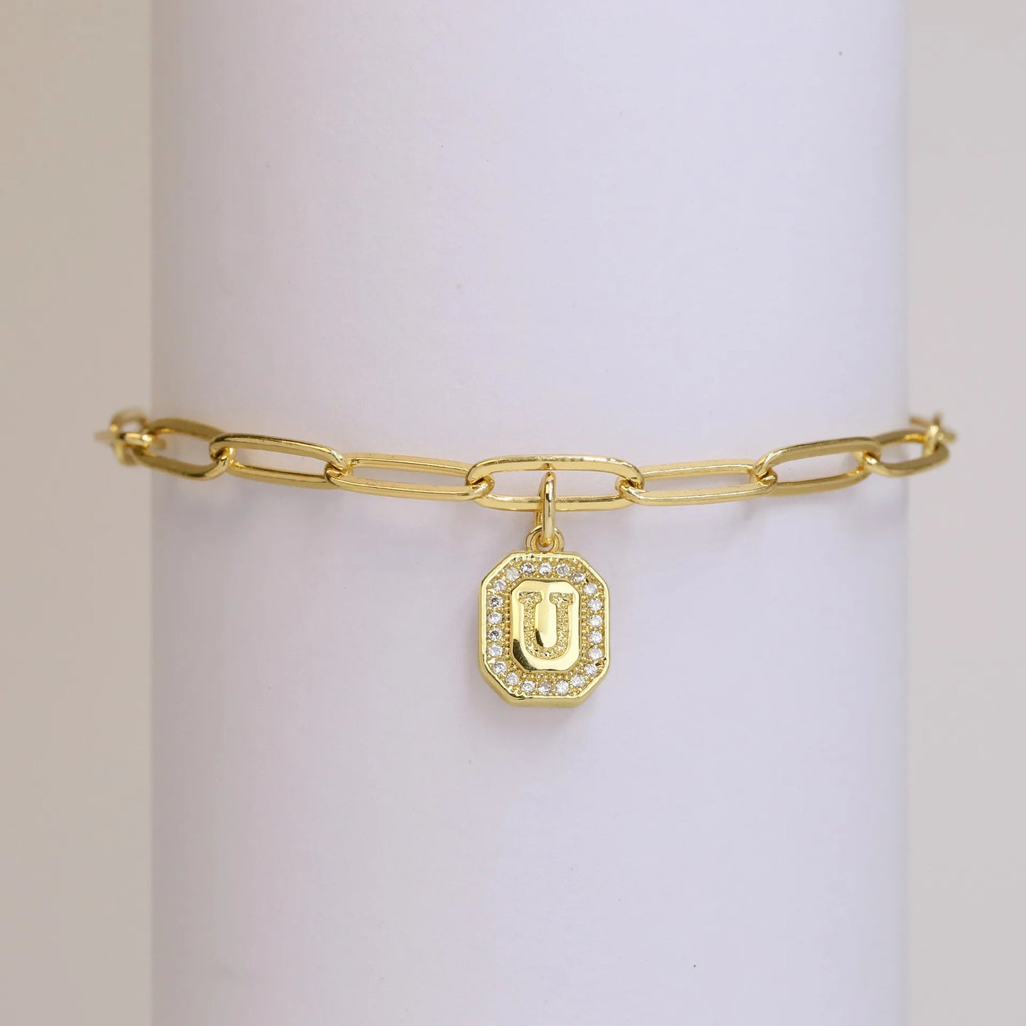 Initial Story Sparkling Paperclip Bracelet