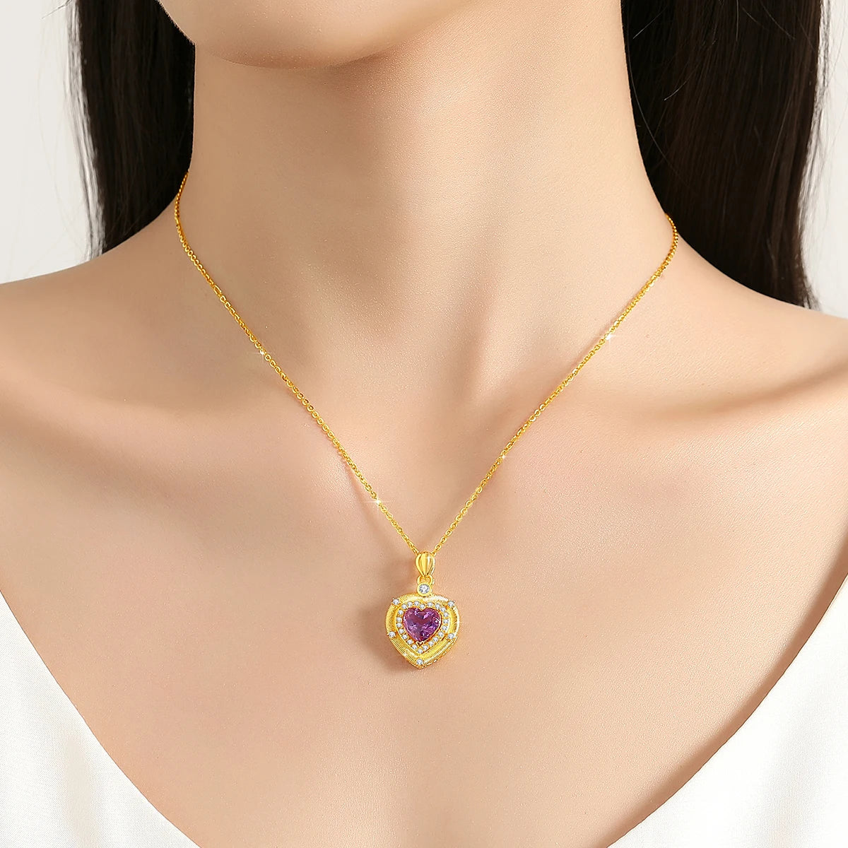 Serenity Heart Amethyst Necklace - Natural Stress Relief
