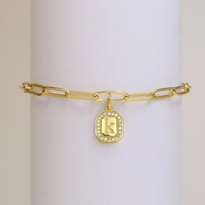 Initial Story Sparkling Paperclip Bracelet