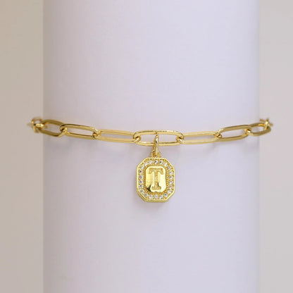Initial Story Sparkling Paperclip Bracelet