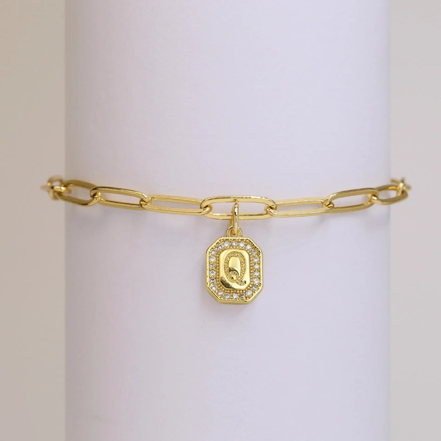Initial Story Sparkling Paperclip Bracelet