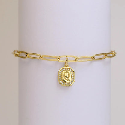 Initial Story Sparkling Paperclip Bracelet