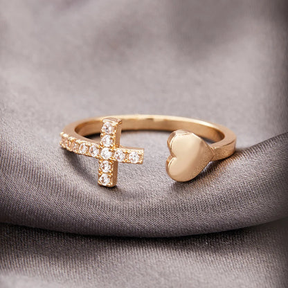 Heavenly Heart & Cross Ring