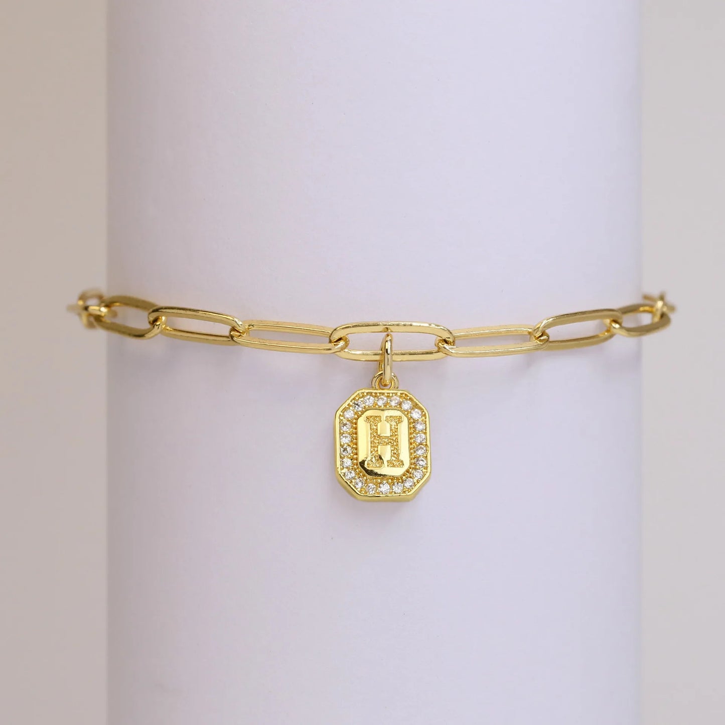Initial Story Sparkling Paperclip Bracelet
