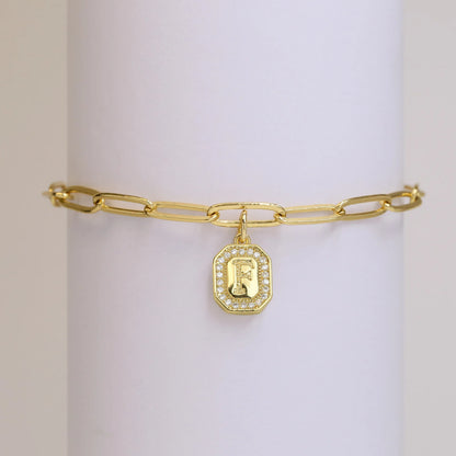 Initial Story Sparkling Paperclip Bracelet