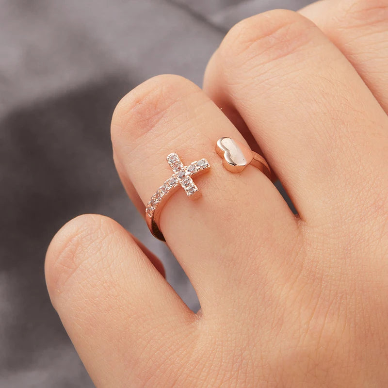 Heavenly Heart & Cross Ring