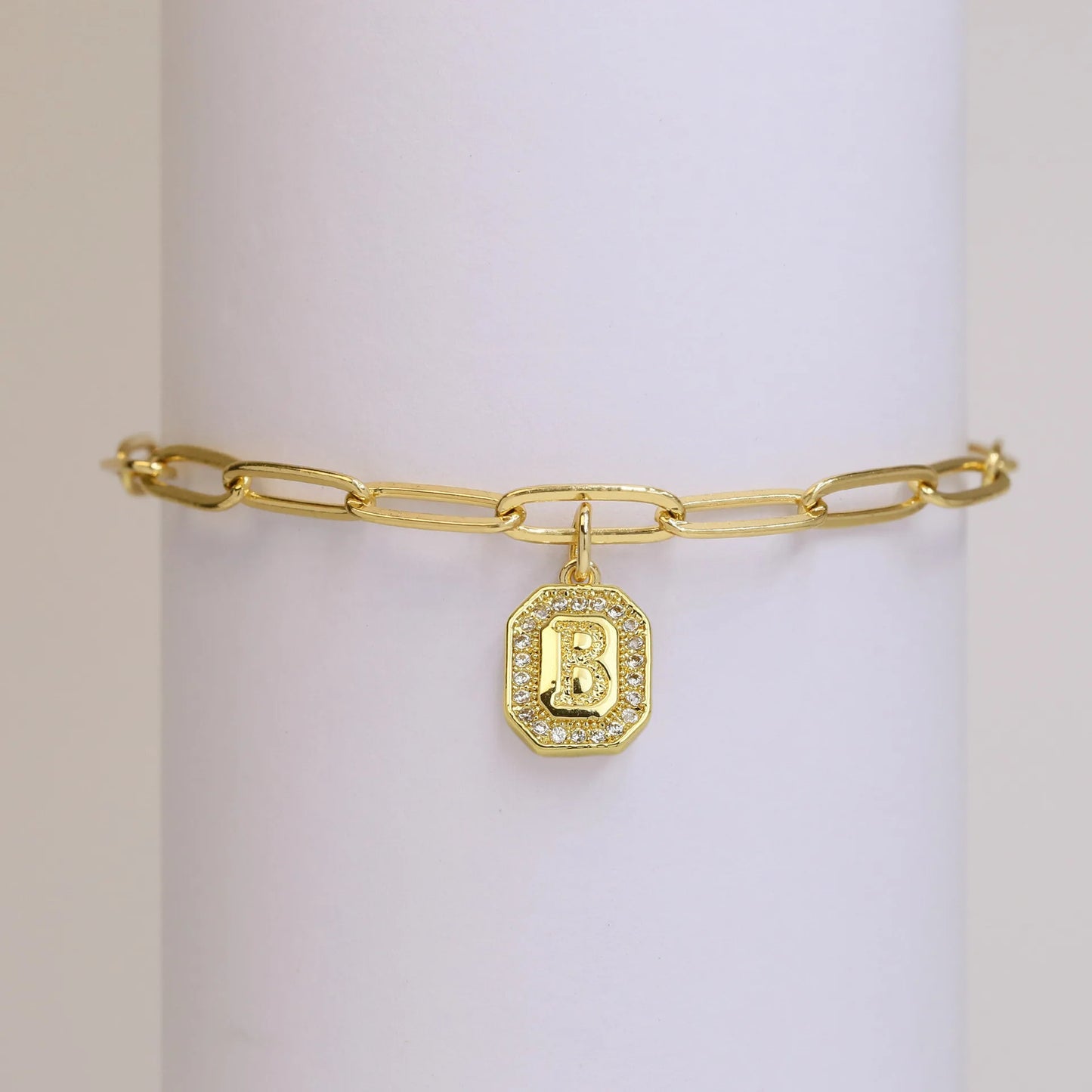 Initial Story Sparkling Paperclip Bracelet