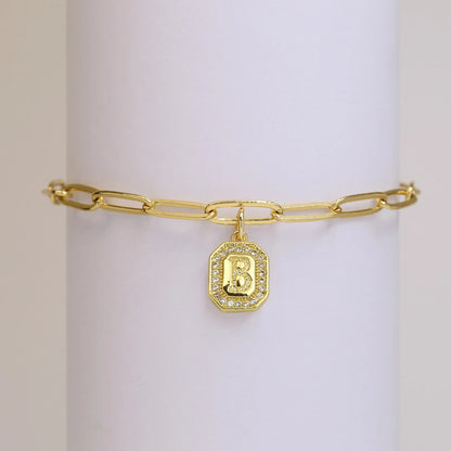Initial Story Sparkling Paperclip Bracelet