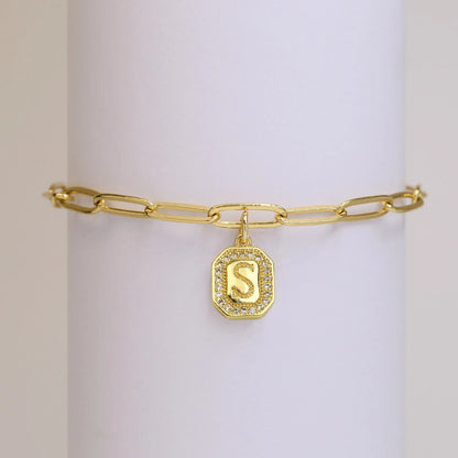 Initial Story Sparkling Paperclip Bracelet