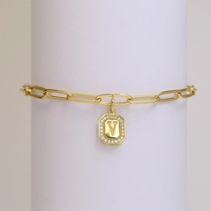 Initial Story Sparkling Paperclip Bracelet