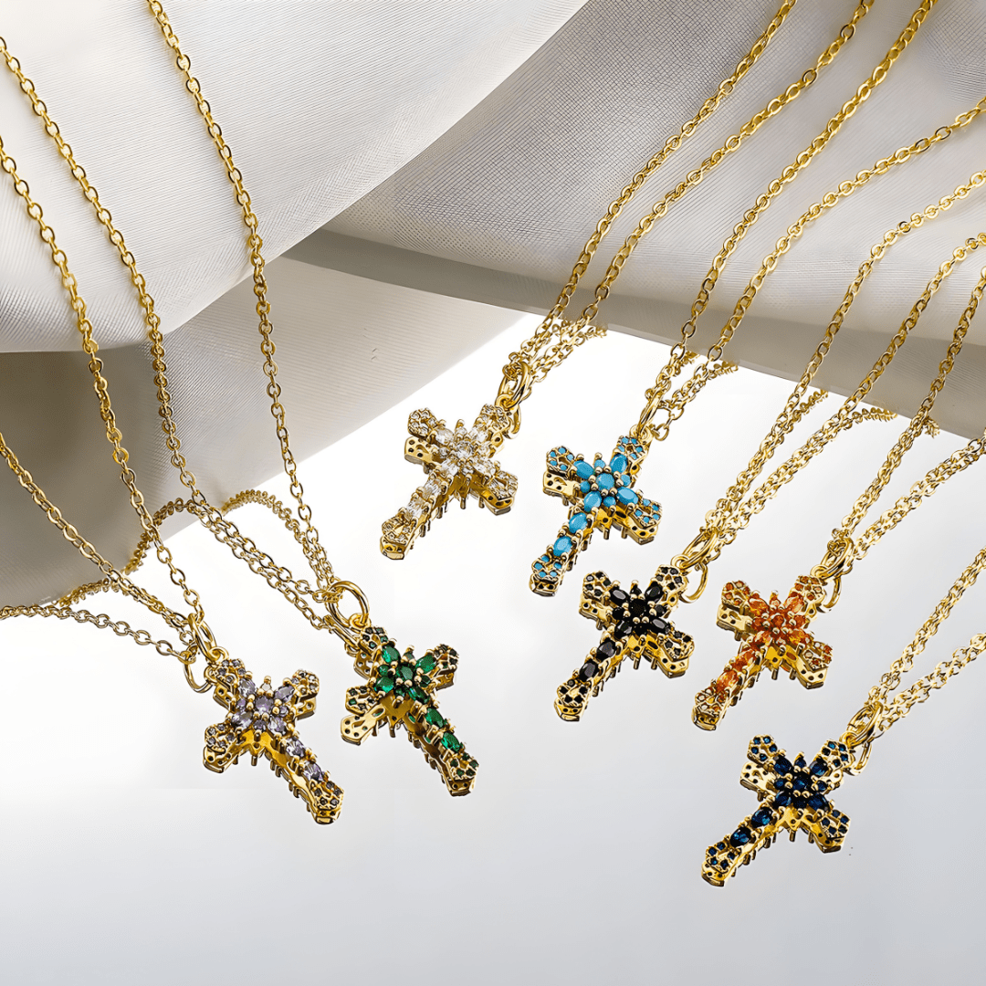 All - Over Crystal Cross Necklace - Dolbrook Jewelers