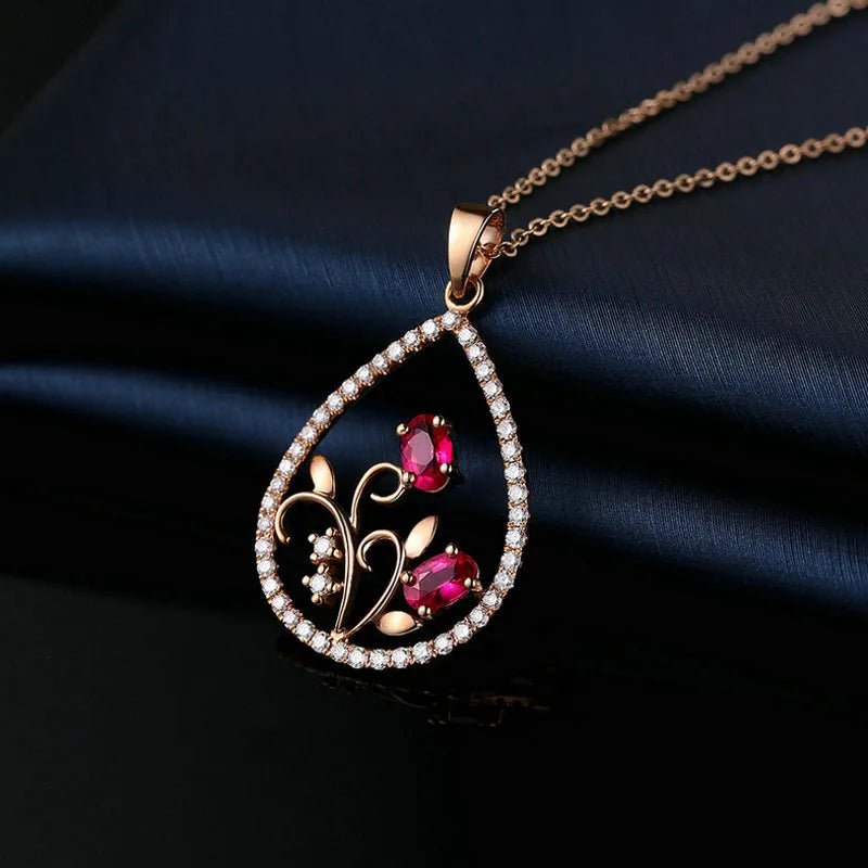 Blooming Hearts Teardrop Necklace - Dolbrook Jewelers