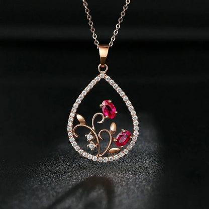 Blooming Hearts Teardrop Necklace - Dolbrook Jewelers