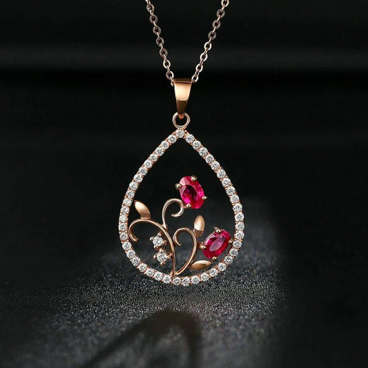 Blooming Hearts Teardrop Necklace - Dolbrook Jewelers