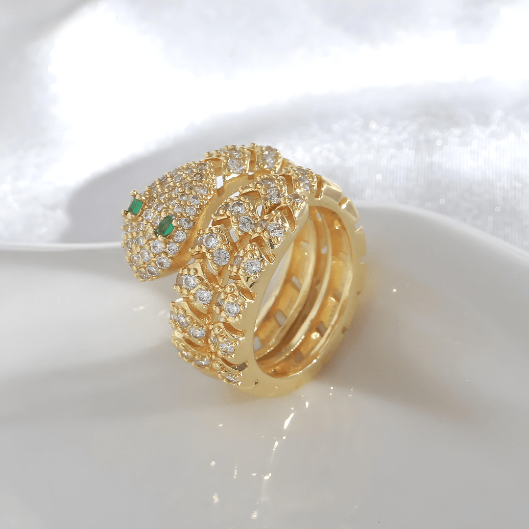 Bold Serpent Crystal Ring