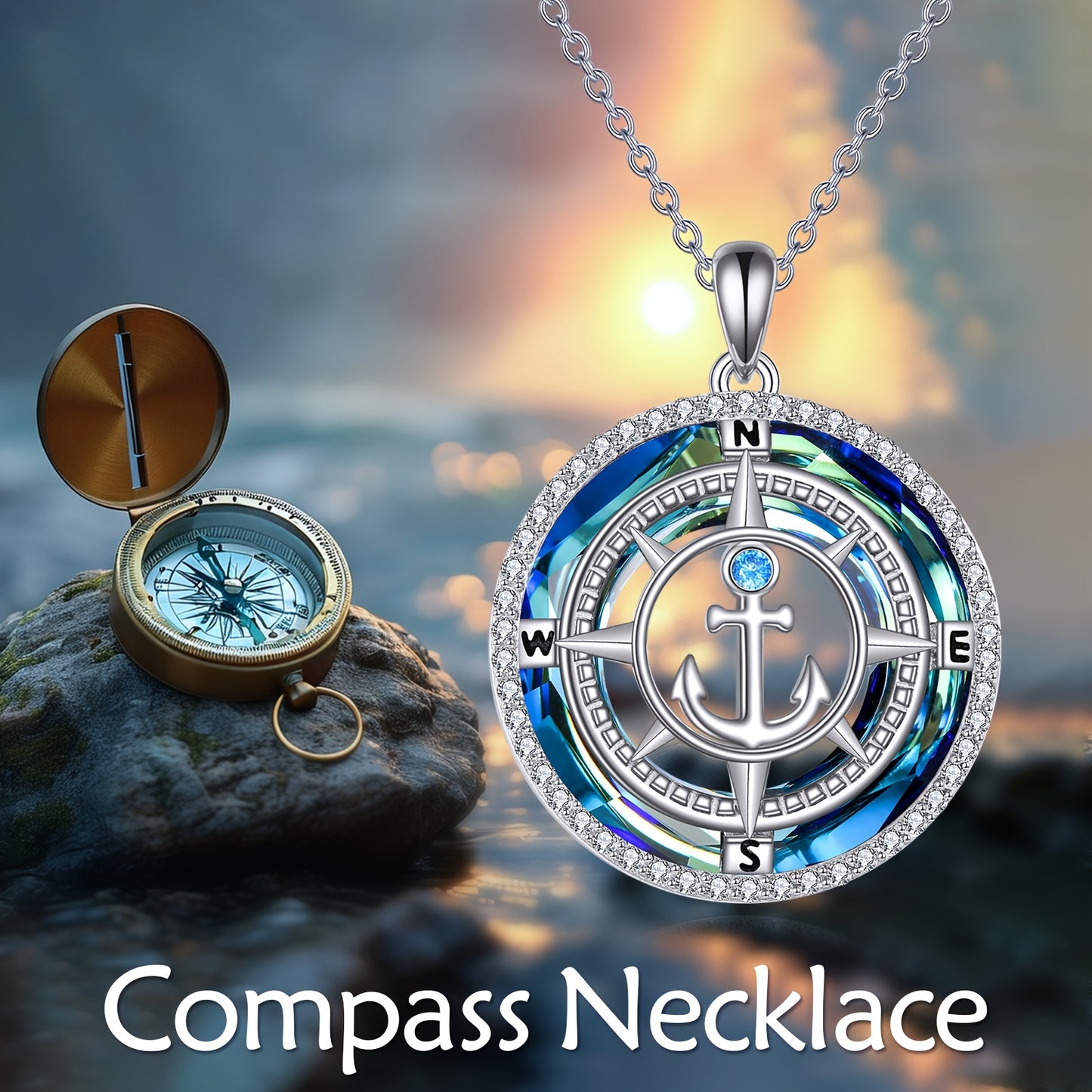 Nautical Navigator Compass Necklace | 925 Sterling Silver