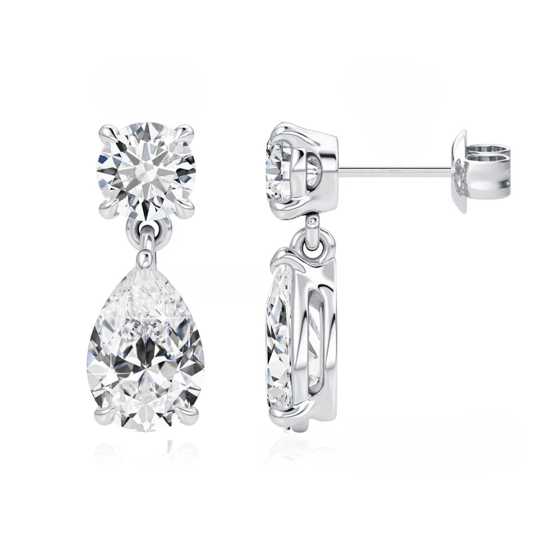 Genuine Moissanite Teardrop Earrings | 18K Gold Plated Sterling Silver - Dolbrook Jewelers