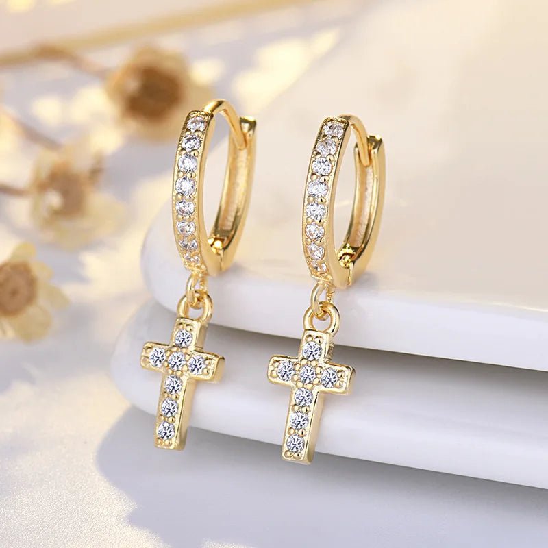 Heavenly Halo Cross Hoops - Dolbrook Jewelers