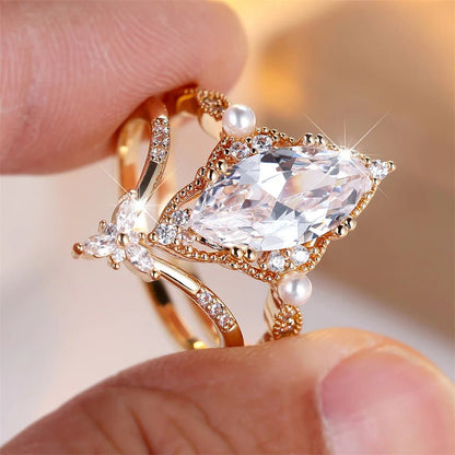 Heirloom Marquise & Pearl Bridal Set - Dolbrook Jewelers