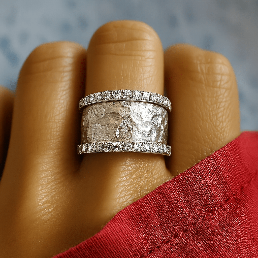 Isabella Hammered Pavé Ring - Dolbrook Jewelers