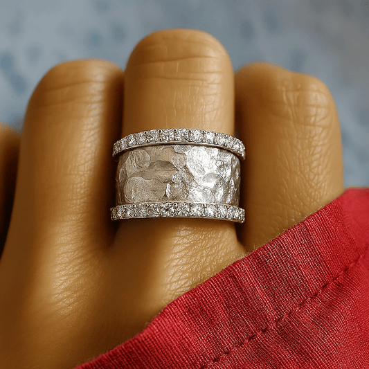 Isabella Hammered Pavé Ring - Dolbrook Jewelers