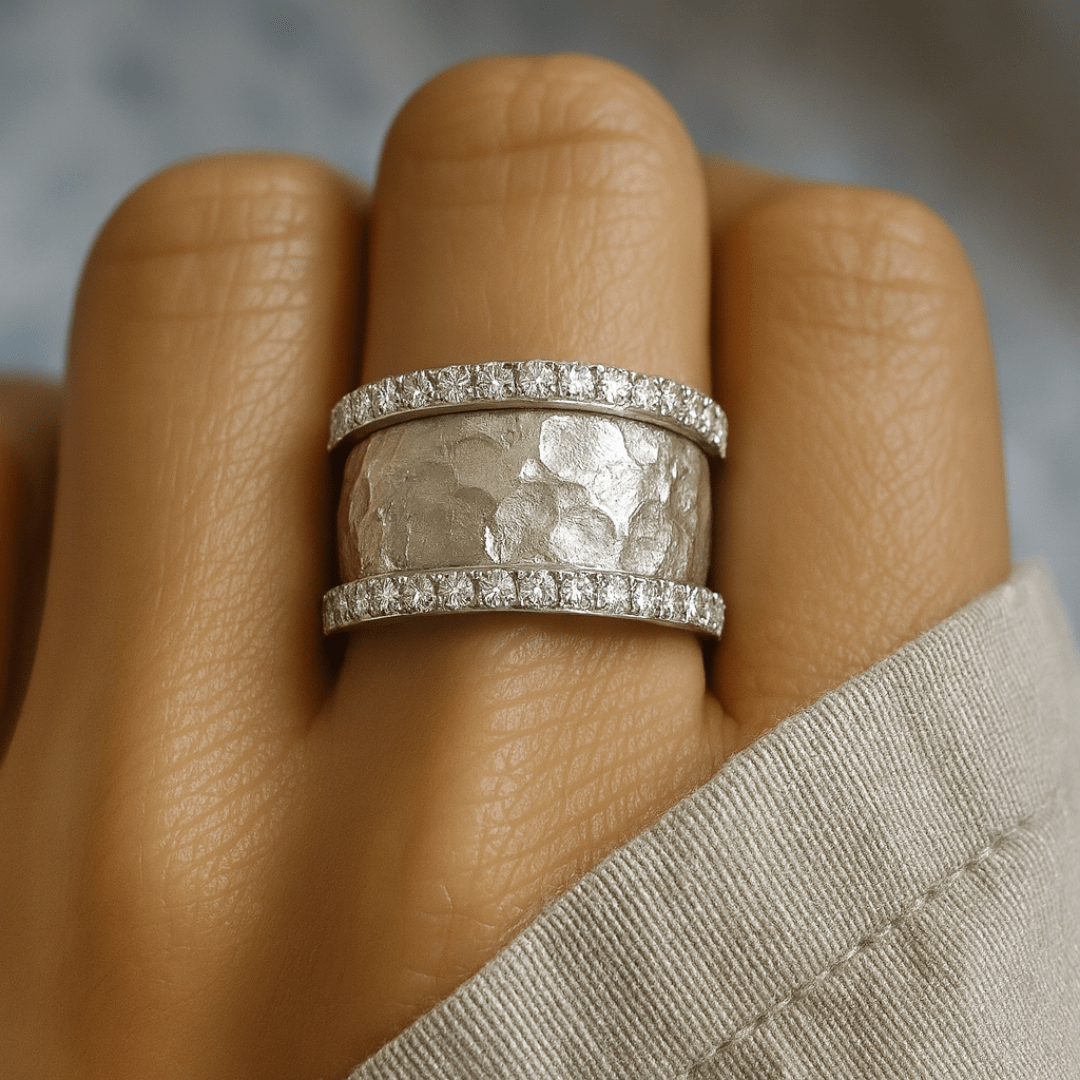 Isabella Hammered Pavé Ring - Dolbrook Jewelers