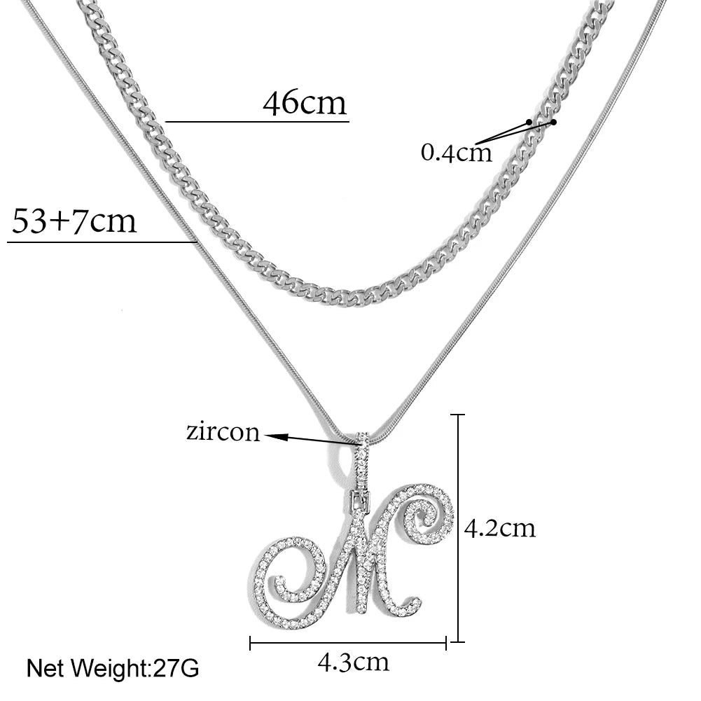 Sparkle Script Monogram Necklace + FREE Flat Curb Chain - Dolbrook Jewelers