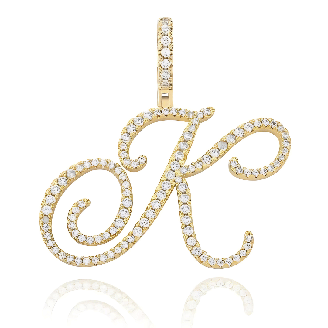 Sparkle Script Monogram Necklace + FREE Flat Curb Chain - Dolbrook Jewelers