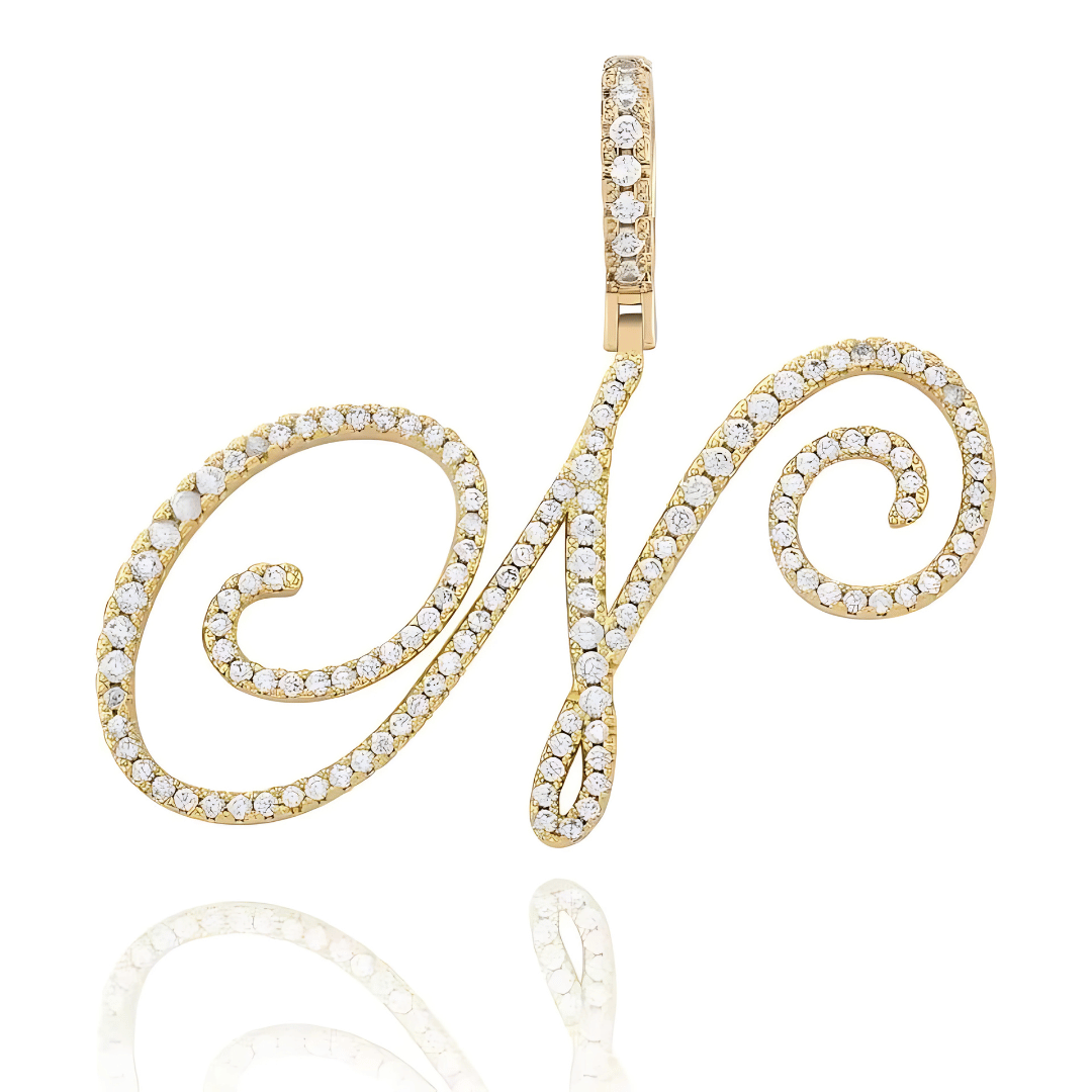 Sparkle Script Monogram Necklace + FREE Flat Curb Chain - Dolbrook Jewelers