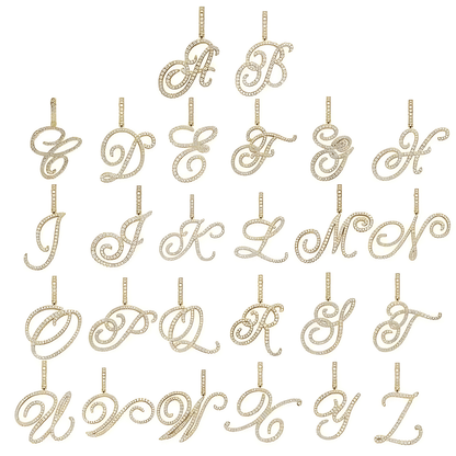 Sparkle Script Monogram Necklace + FREE Flat Curb Chain - Dolbrook Jewelers