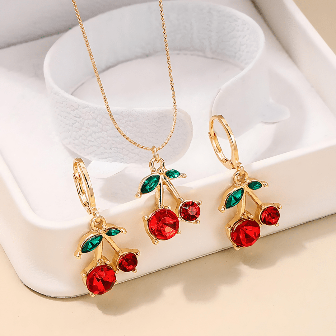 Sweet Cherry Blossom Collection | Necklace & Earring Set - Dolbrook Jewelers