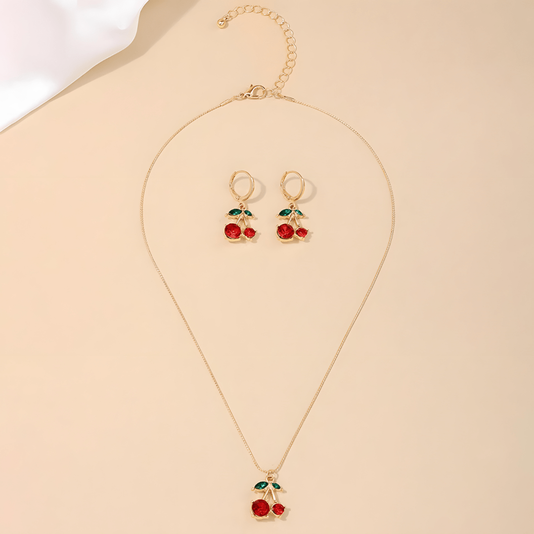 Sweet Cherry Blossom Collection | Necklace & Earring Set - Dolbrook Jewelers